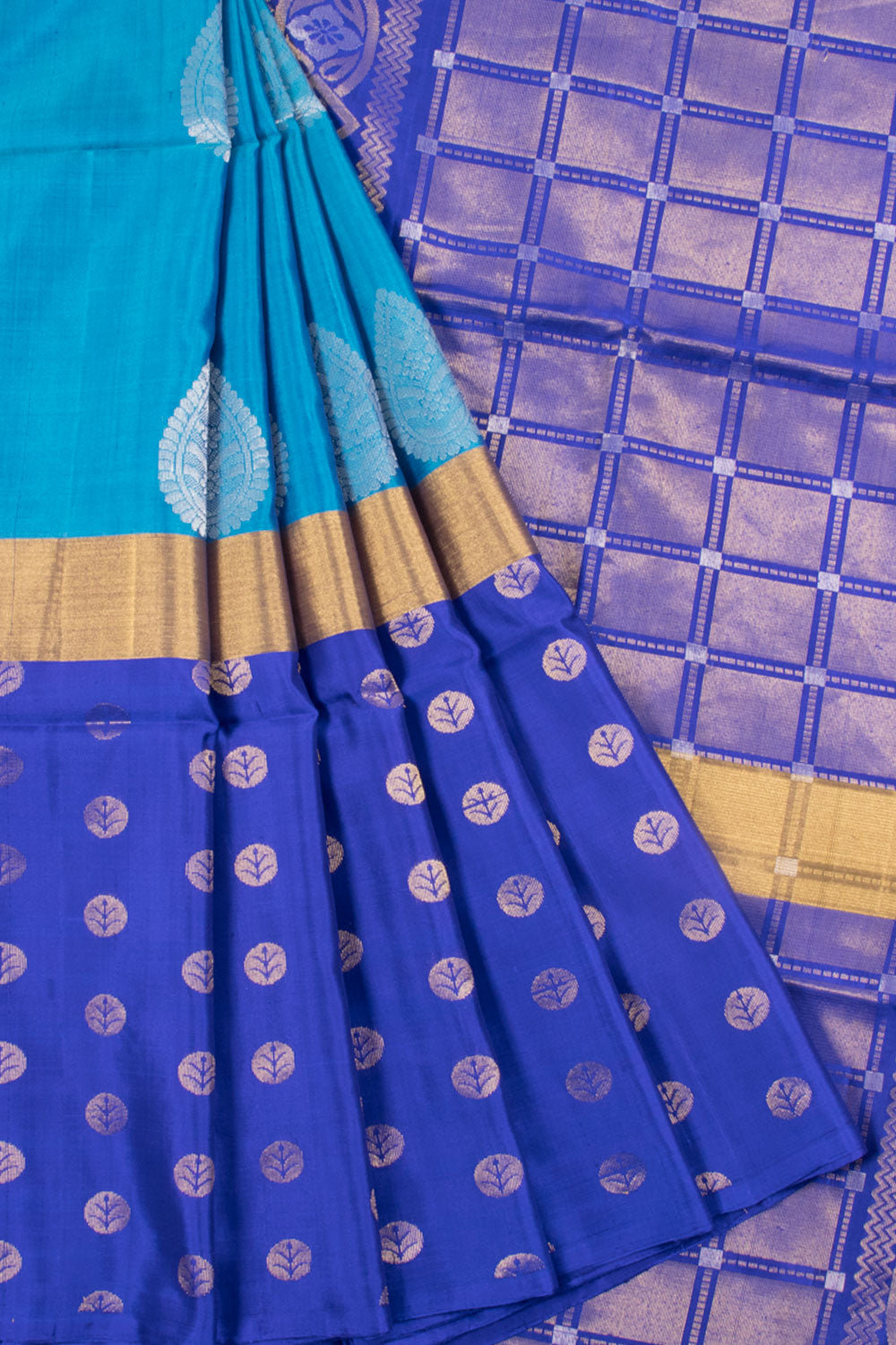 Picton Blue Kanjivaram Soft Silk Saree 10059890