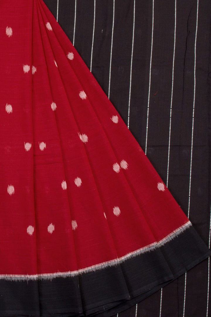 Red Handloom Odisha Ikat Cotton Saree 10060304