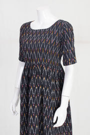 Black Handloom Ikat Cotton Dress 10060385