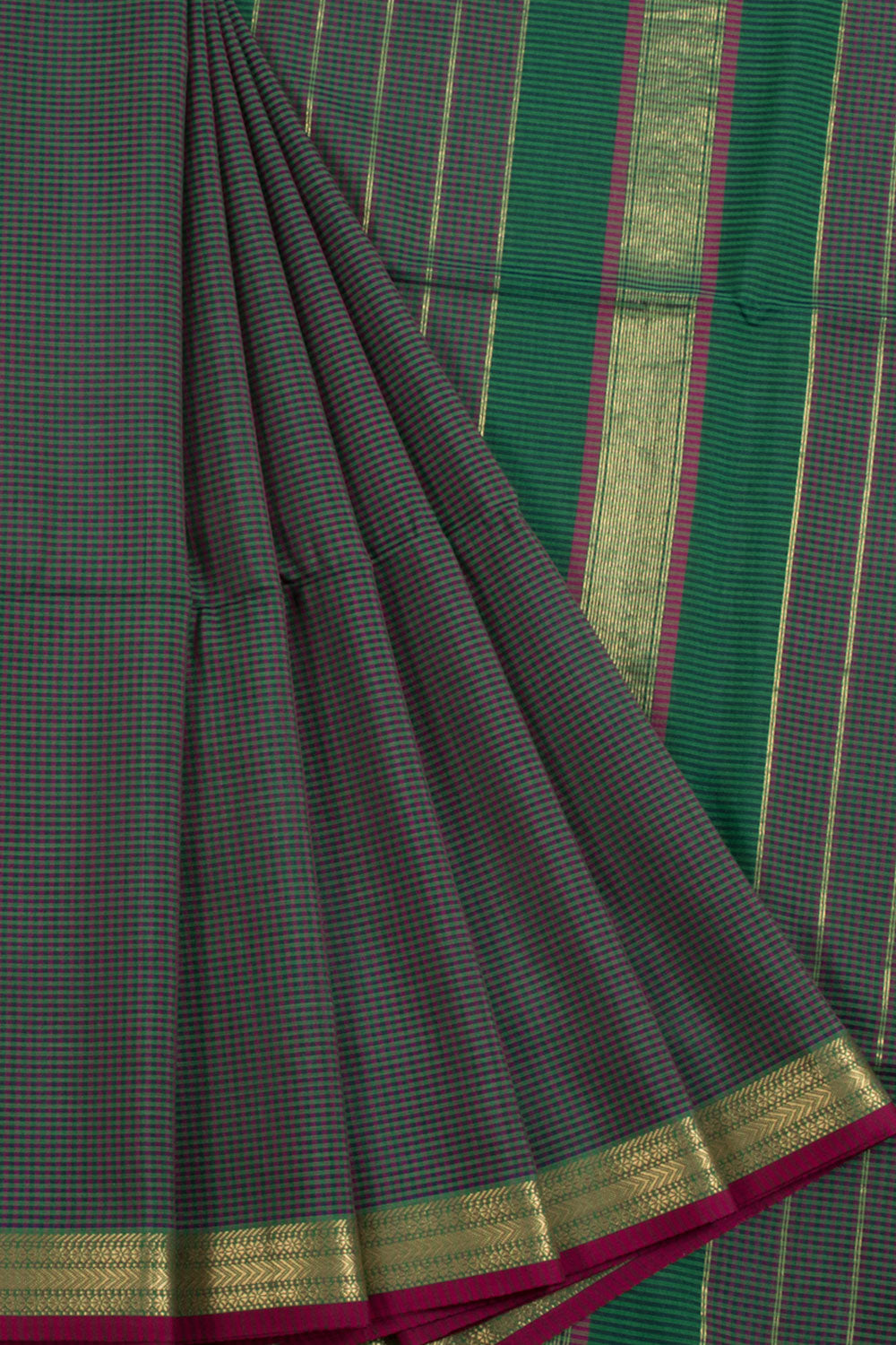 Green Handloom Maheshwari Silk Cotton Saree 10060474