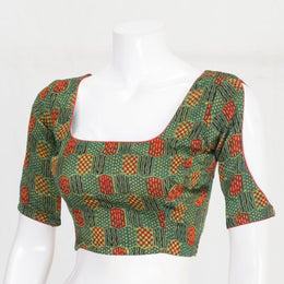 Green Ajrakh Printed Modal Silk Blouse 10061058