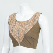 Brown Handcrafted Ikat Cotton Blouse 10061176