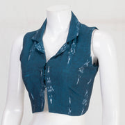Blue Handcrafted Ikat Cotton Blouse 10061179