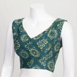 Green Ajrakh Printed Cotton Blouse 10061196