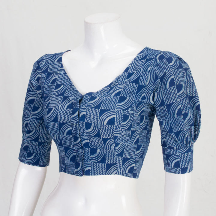 Blue Dabu Printed Handcrafted  Cotton Blouse 10061211