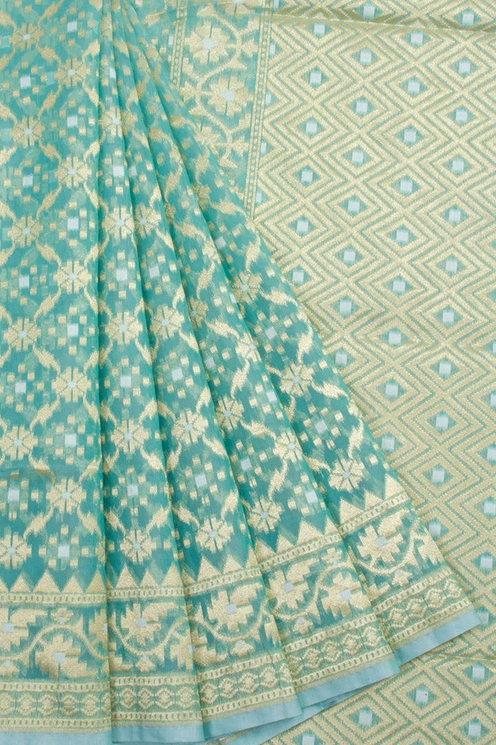 Green Handloom Banarasi Cotton Saree 10061300