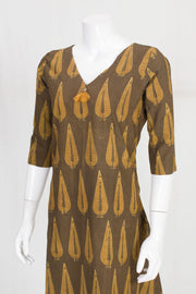 Brown Handcrafted Ajrakh Printed Cotton Kurta 10061600