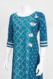 Blue Handcrafted Dabu Printed Cotton Kurta 10061606