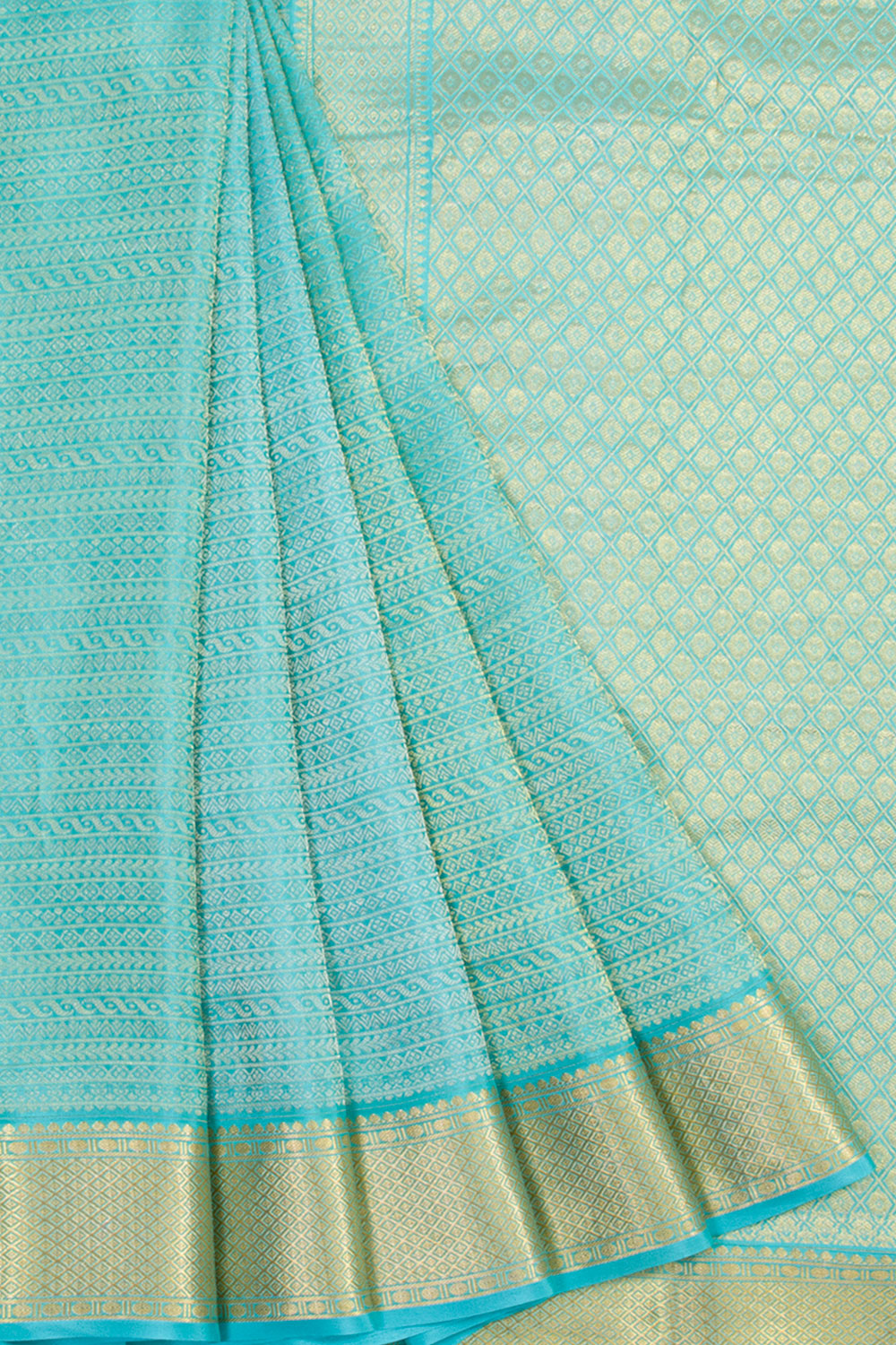 Aqua Blue Mysore Crepe Silk Saree 10061643