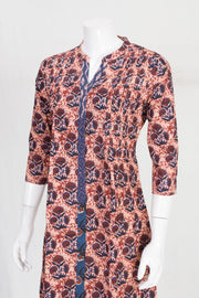 Pink Hand Block Printed  A Line Kurta Cotton 10061669