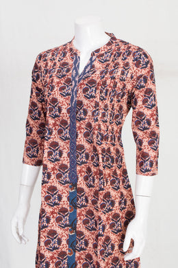 Pink Hand Block Printed  A Line Kurta Cotton 10061669