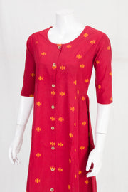 Red Handcrafted A Line Cotton Kurta 10061702