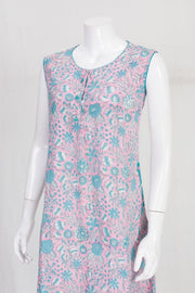 Handcrafted Sleeveless Printed A line Cotton Kurta 10061708