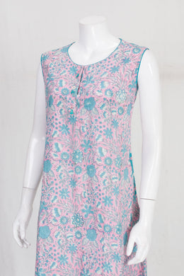 Handcrafted Sleeveless Printed A line Cotton Kurta 10061708