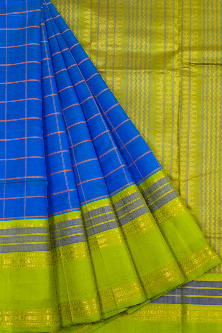 Blue Handloom Kanchi Silk Cotton Saree 10061798