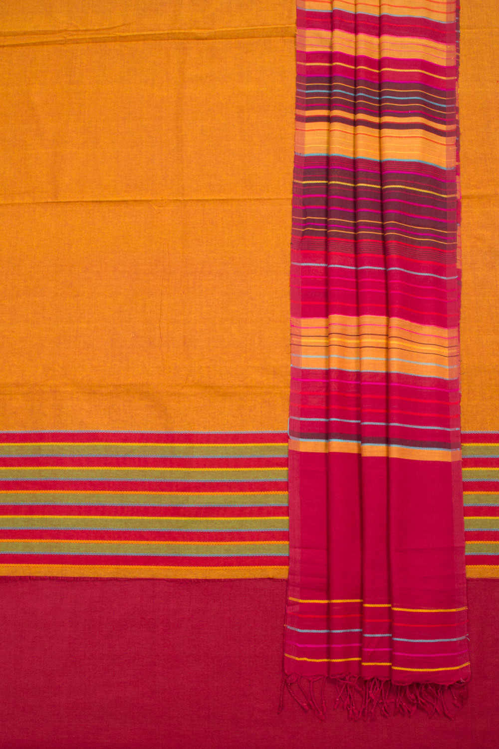 Yellow Handwoven Cotton 3-Piece Salwar Suit Material 10061880