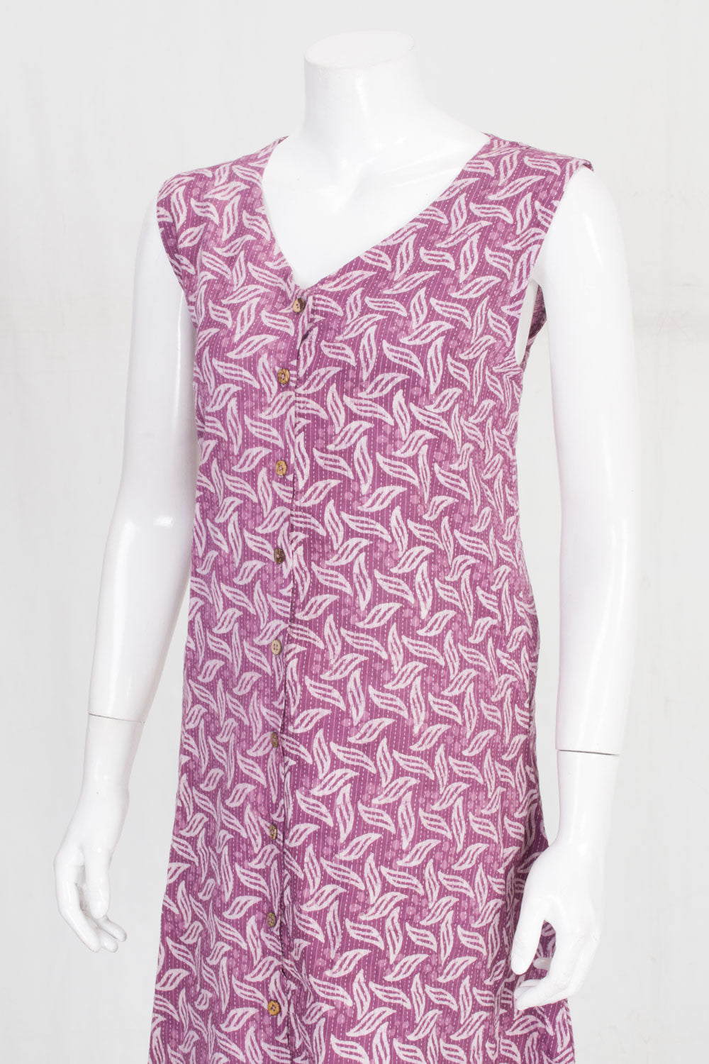 Purple Handcrafted Sleeveless Printed A line Cotton Kurta 10062152