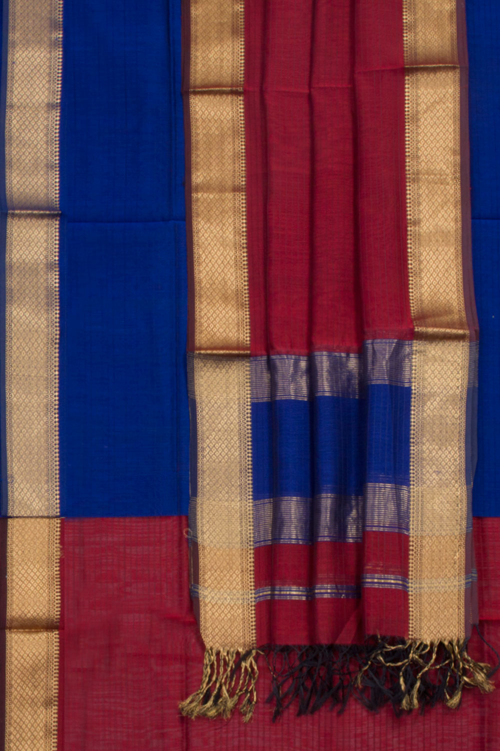Blue Maheshwari Silk Cotton 3 pc Salwar Suit Material 10062196