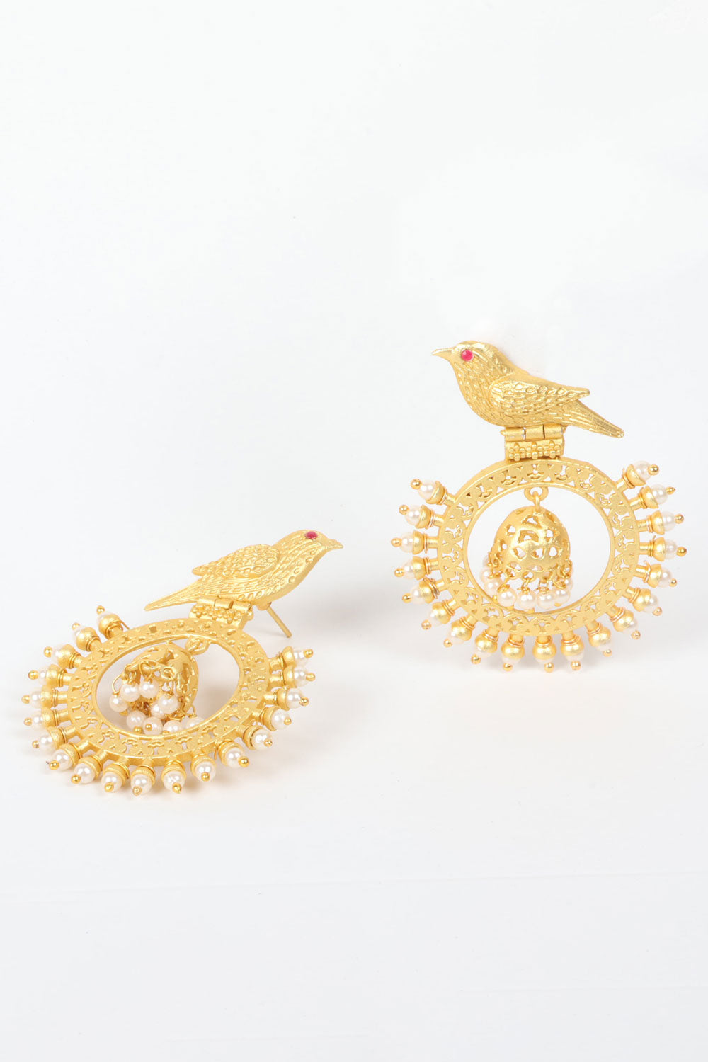 Handcrafted Gold Tone Bird Earrings 10061352
