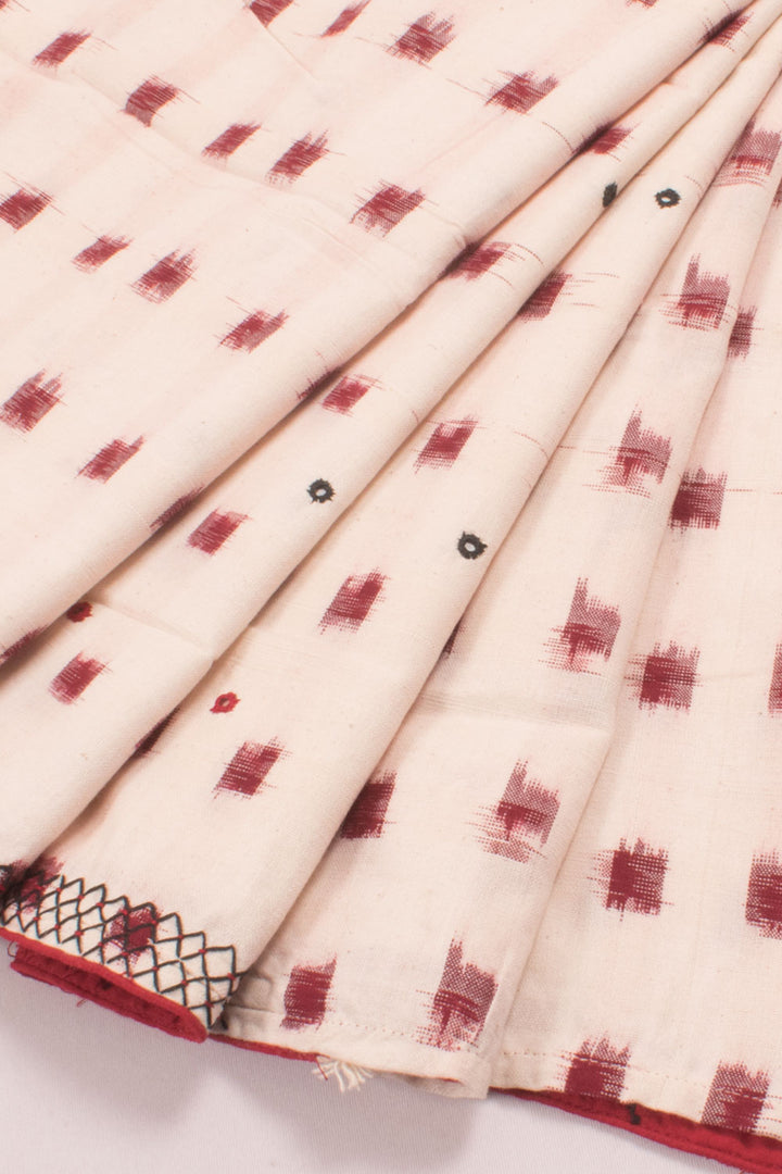 Handloom Pochampally Ikat Cotton 1 m Blouse Material with Mirror Work Embroidery