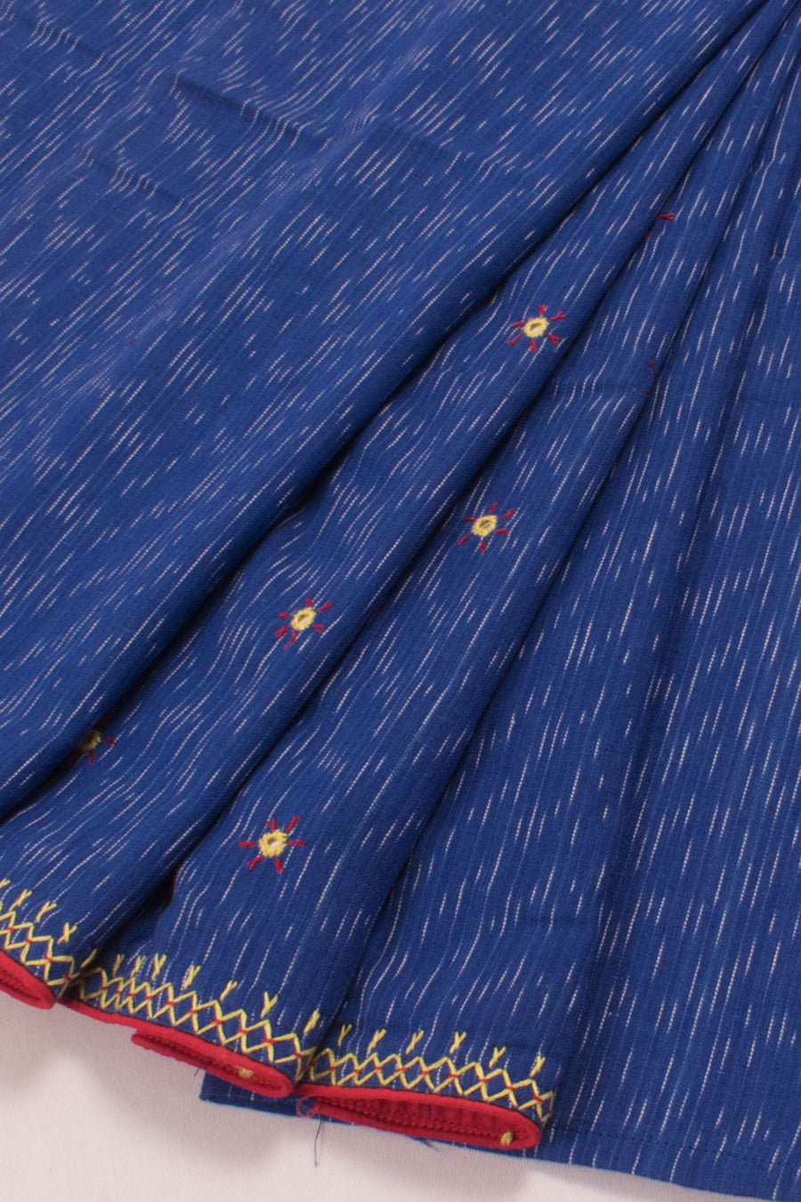 Handloom Pochampally Ikat Cotton 1 m Blouse Material with Mirror Work Embroidery