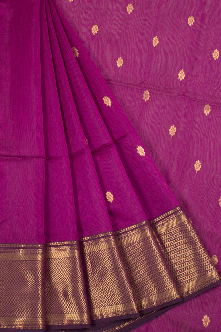Purple Handloom Maheswari Silk Cotton Saree 10060256
