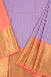 Universal Size Korvai Kanjivaram Pattu Pavadai Material with Silver Zari Floral Motifs and Kodimalar Border