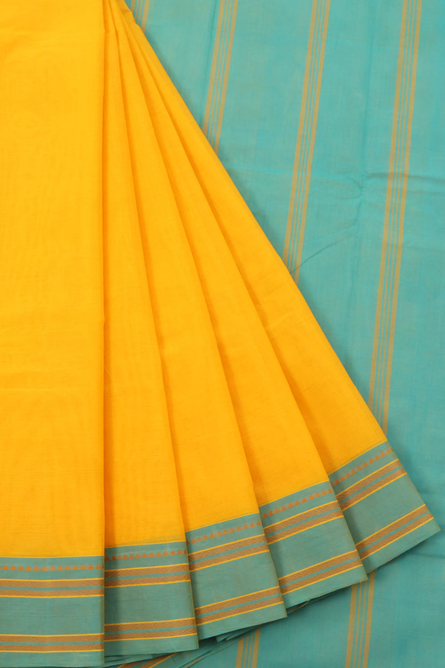 Handwoven Kanchi Cotton Saree with Thandavalam Design Pallu