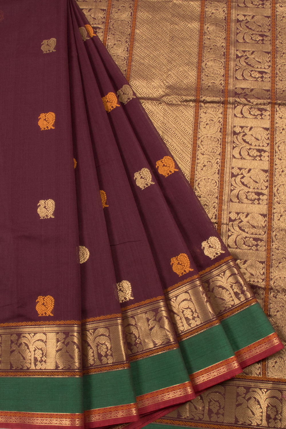 Grape Purple Handloom Kanchi Cotton Saree 10059979
