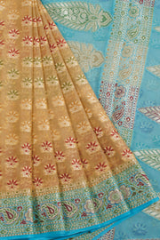 Handloom Banarasi Katrua Chiffon Saree with Floral Motifs and Pallu
