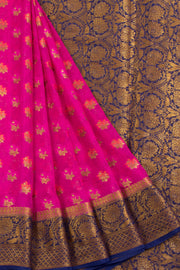 Handloom Banarasi Katrura Chiffon Saree with Floral Motifs and Pallu 