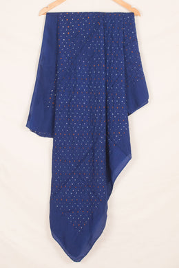 Handcrafted Bandhani Mulberry Silk Dupatta with Mukaish Embroidery