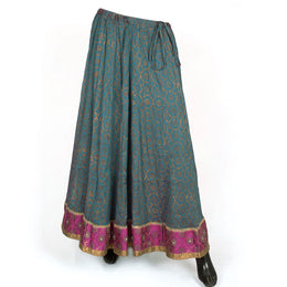 Sequin Embroidered Printed Crepe Silk Skirt 10055182