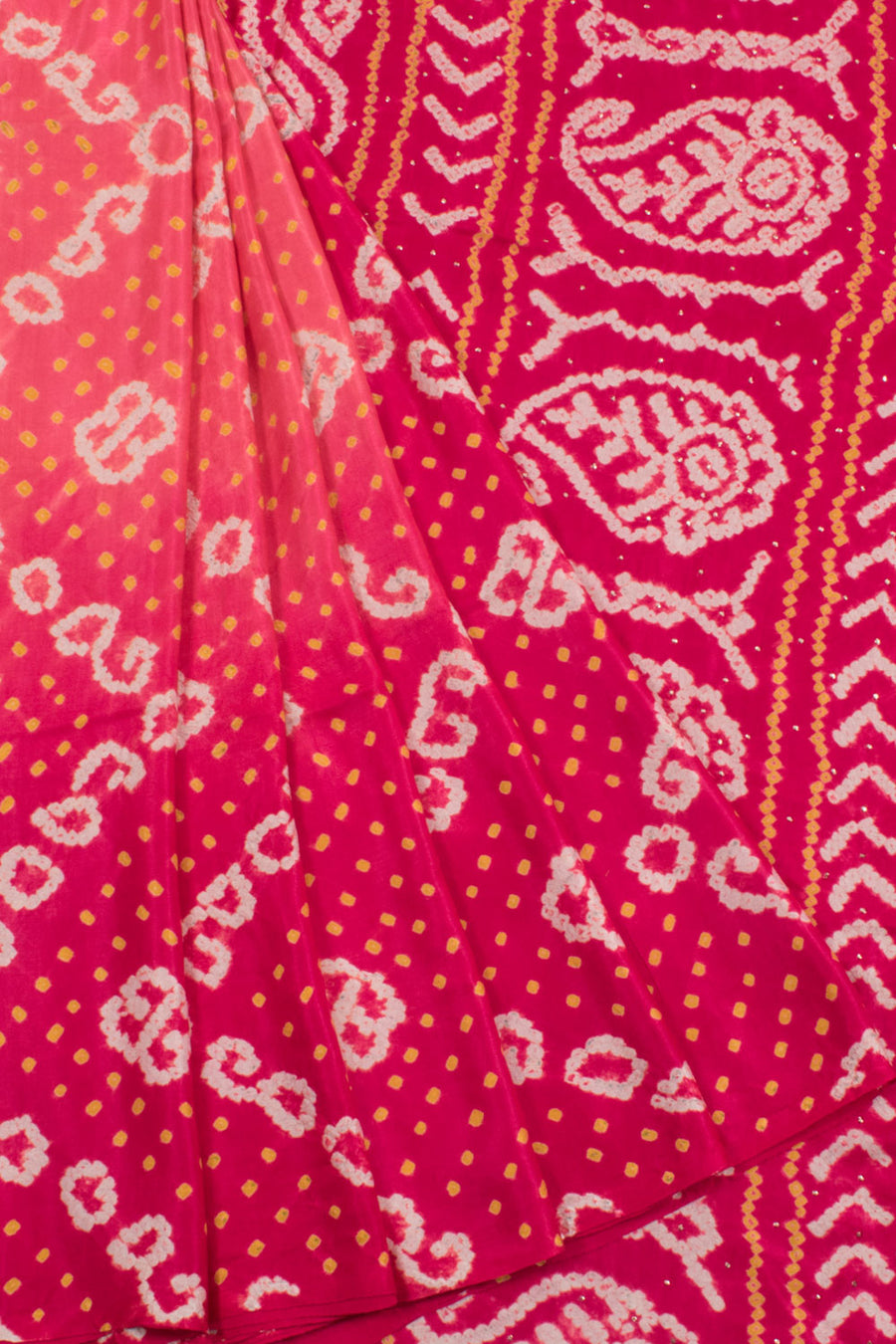 Handcrafted Ombre Dyed Bandhani Gajji Silk Saree with Mukaish Work