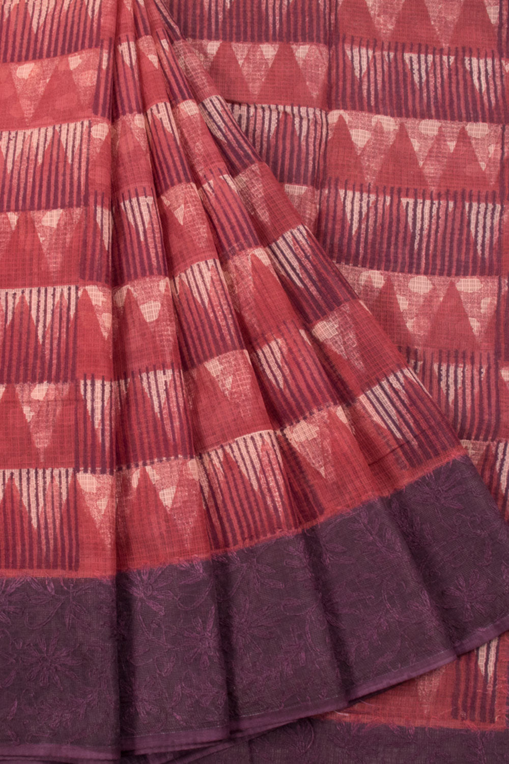 Handcrafted Shibori Dyed Kota Cotton Saree with Embroidered Border, Pallu and Blouse