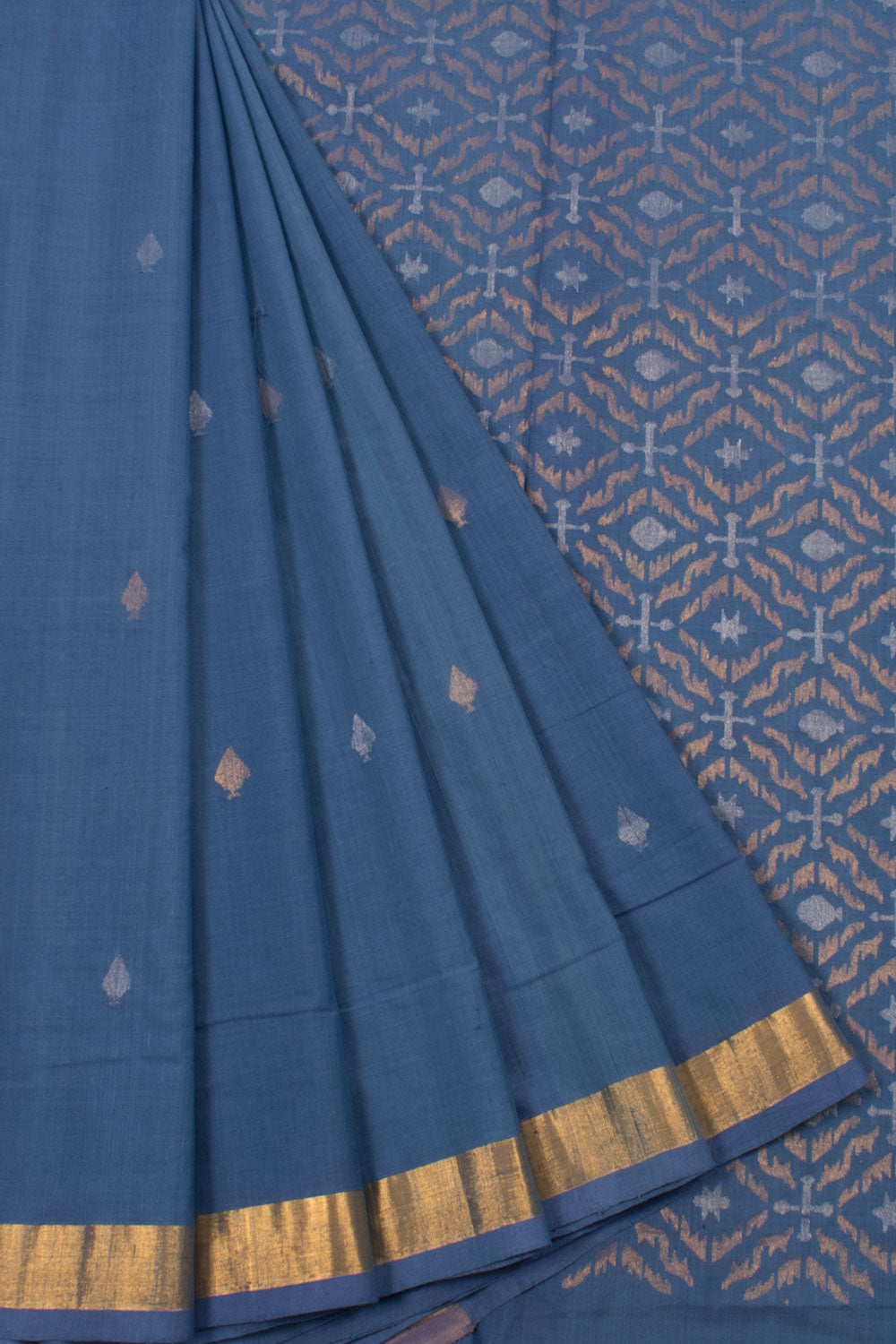 Handloom Uppada Cotton Saree with Dhakai Jamdani Pallu Design and Zari Border
