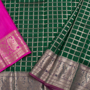 1 Year Size Handwoven Kanjivaram Silk Pattu Pavadai Material With Paisley Motifs And Kuyil Kann Border