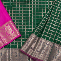 1 Year Size Handwoven Kanjivaram Silk Pattu Pavadai Material With Paisley Motifs And Kuyil Kann Border