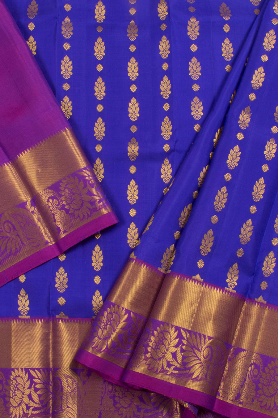 2 to 4 Year Size Handloom Pure Zari Kanjivaram Silk Pattu Pavadai Material with Floral Motifs and Bavanji Paisley Border