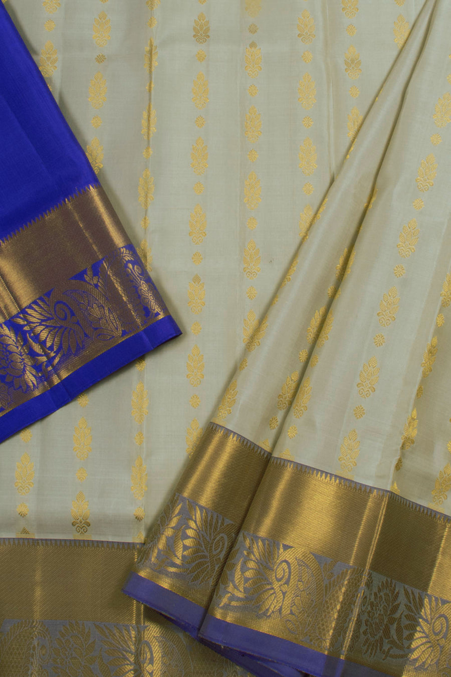 2 to 4 Year Size Handloom Pure Zari Kanjivaram Silk Pattu Pavadai Material with Floral Motifs and Paisley Bavanji Border
