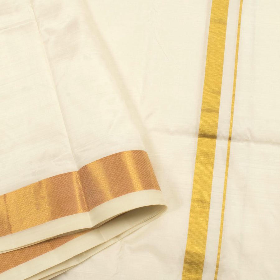 Handloom Pure Zari Kanjivaram Silk Dhoti with Angavastram and Zari Border