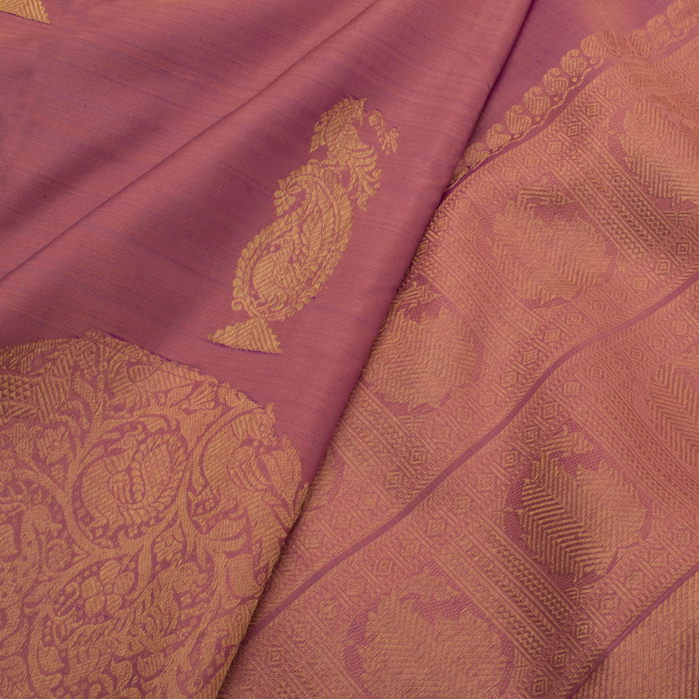 Handloom Pure Zari Kanjivaram Silk Saree With Peacock Paisley Motifs and Vanasingaram Arch Border