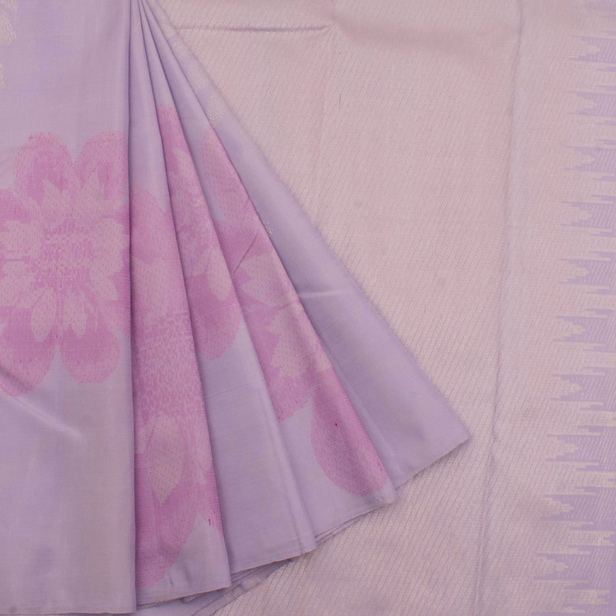 Handloom Pure Zari Borderless Jacquard Kanjivaram Silk Saree with Floral Design