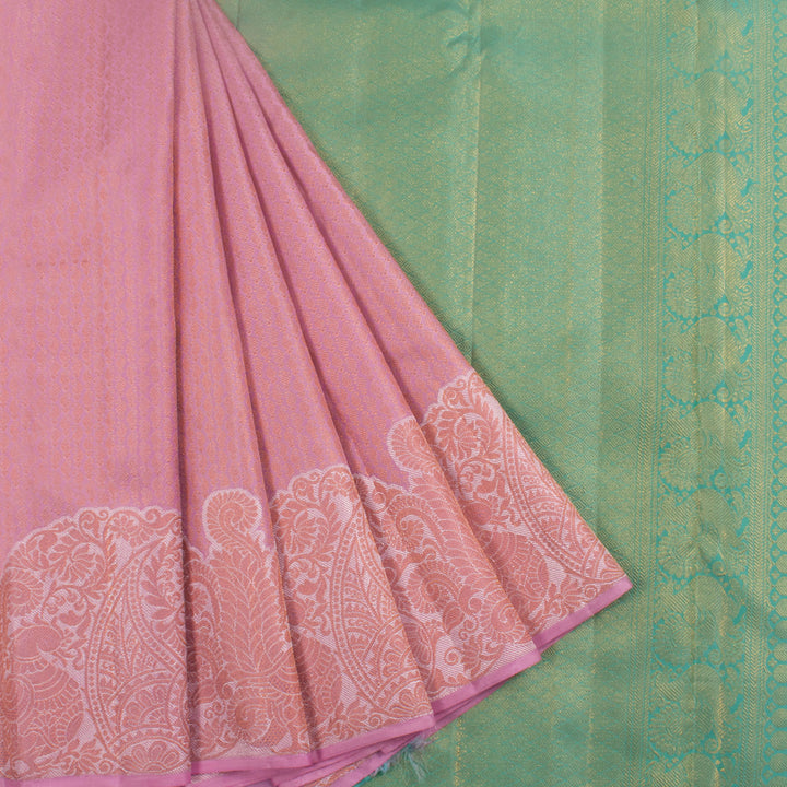 Handloom Pure Zari Bridal Jacquard Kanjivaram Silk Saree with Paisley Motifs and Annam Border