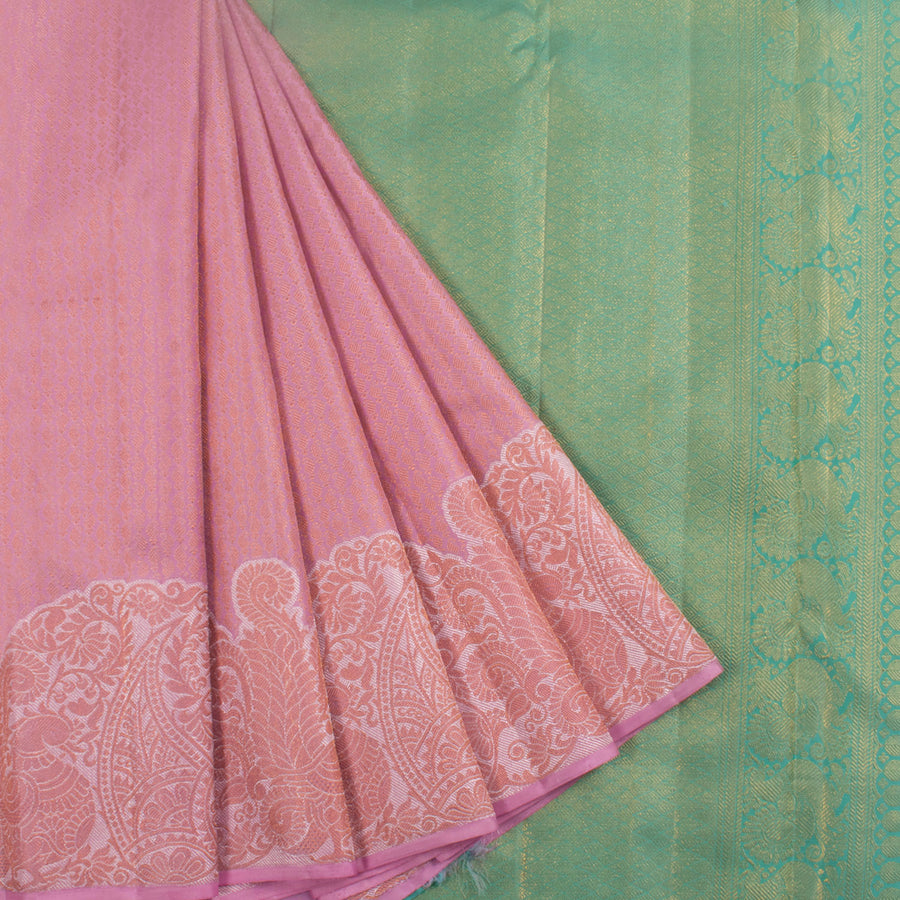 Handloom Pure Zari Bridal Jacquard Kanjivaram Silk Saree with Paisley Motifs and Annam Border