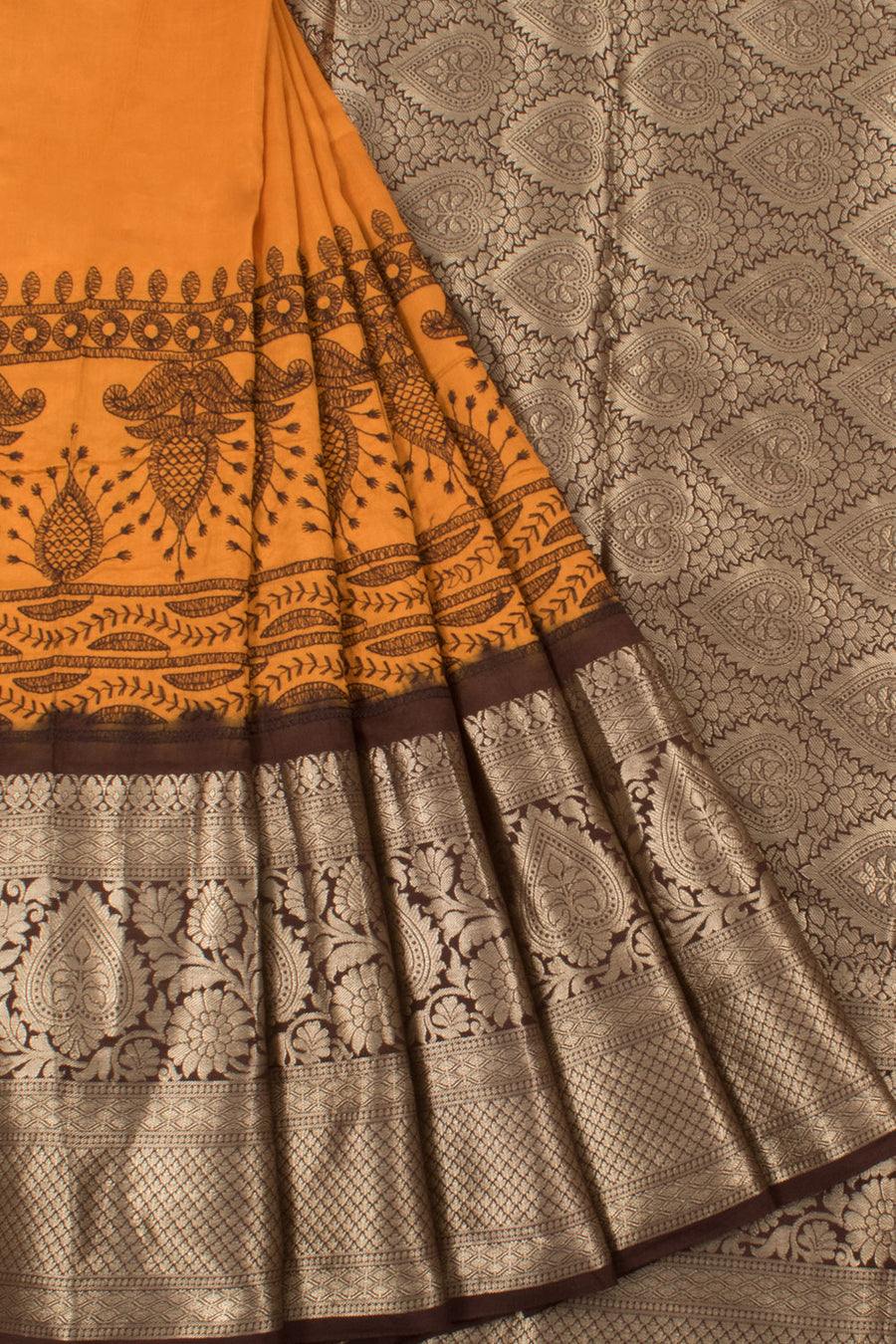 Pure Silk Kanjivaram Saree Floral Embroidered and Zari Border 