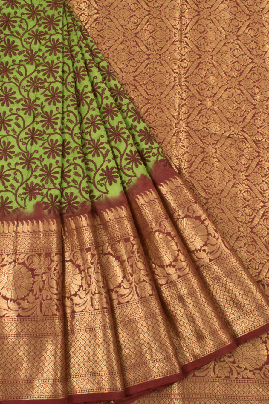 Pure Silk Kanjivaram Saree Floral Embroidered and Zari Border 
