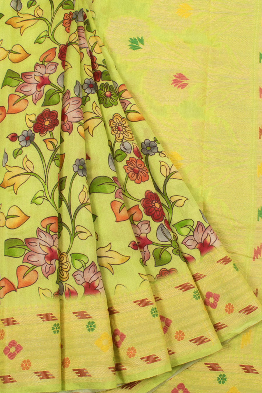 Digital Printed Pure Silk Kanjivaram Saree with Floral Design 