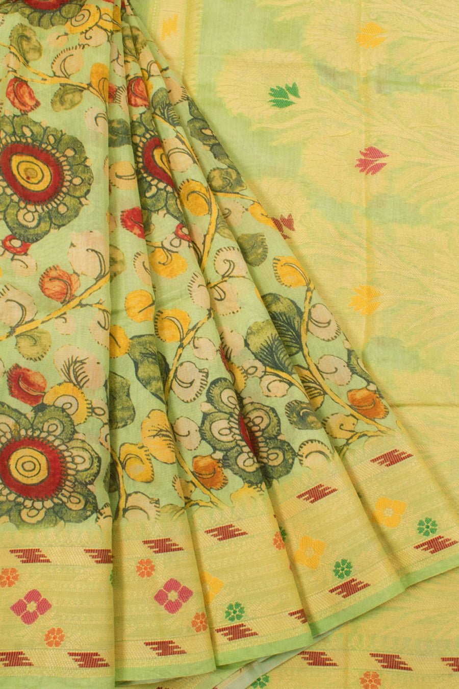 Digital Printed Pure Silk Kanjivaram Saree with Floral Design