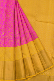 Handloom Pure Zari Bridal Korvai Jacquard Kanjivaram Silk Saree with Kodimalar Peacock Design and Diamond Border